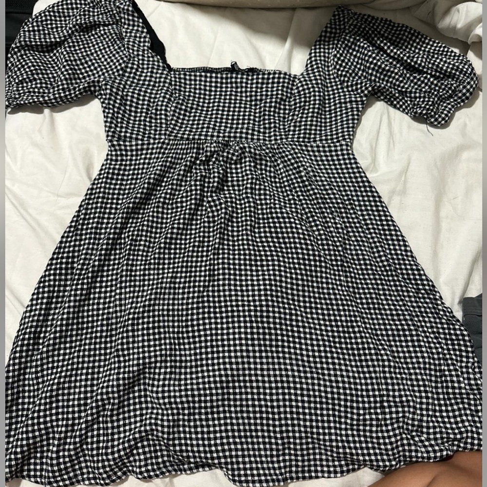 gingham print plaid print mini dress
